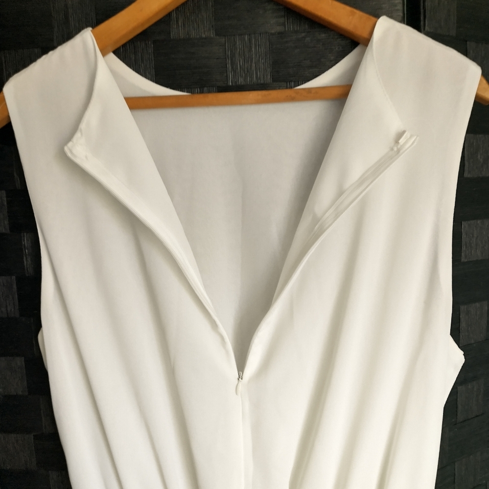 Women's white and teal sleeveless dress - Picture 8 of 9
